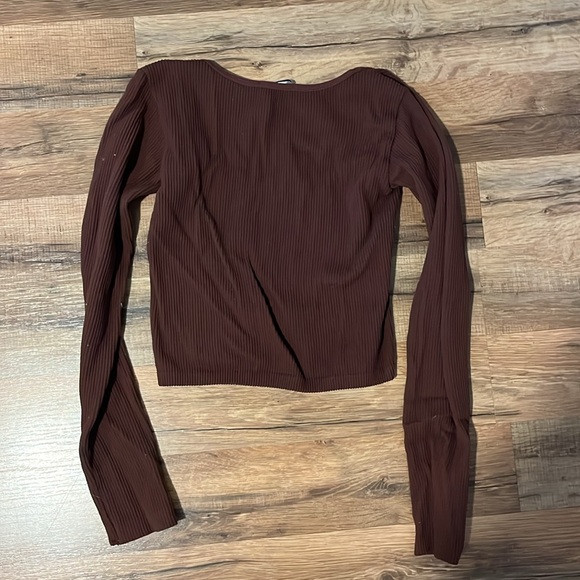 Brown Ribbed Long Sleeve - Picture 3 of 3